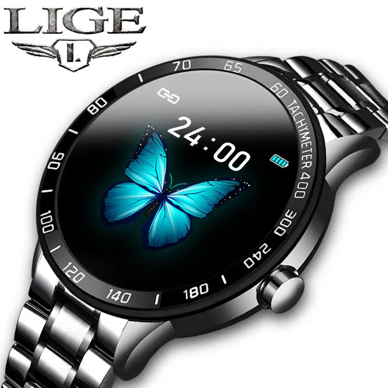 LIGE Smart Uhr Männer Fitness Tracker IP67 Wasserdicht Herz Rate Blutdruck Schrittzähler Für Android ios Sport smartwatch + Box