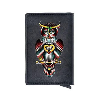 

Mysterious owl Design Digital Printing Leather Card Holder Wallet RFID Blocking Charm Men Women Short Purse