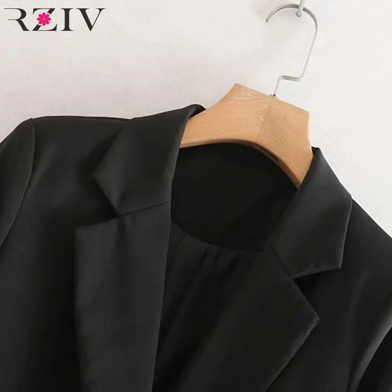 RZIV осенне-зимний женский однотонный двубортный костюм для отдыха свернутый рукав