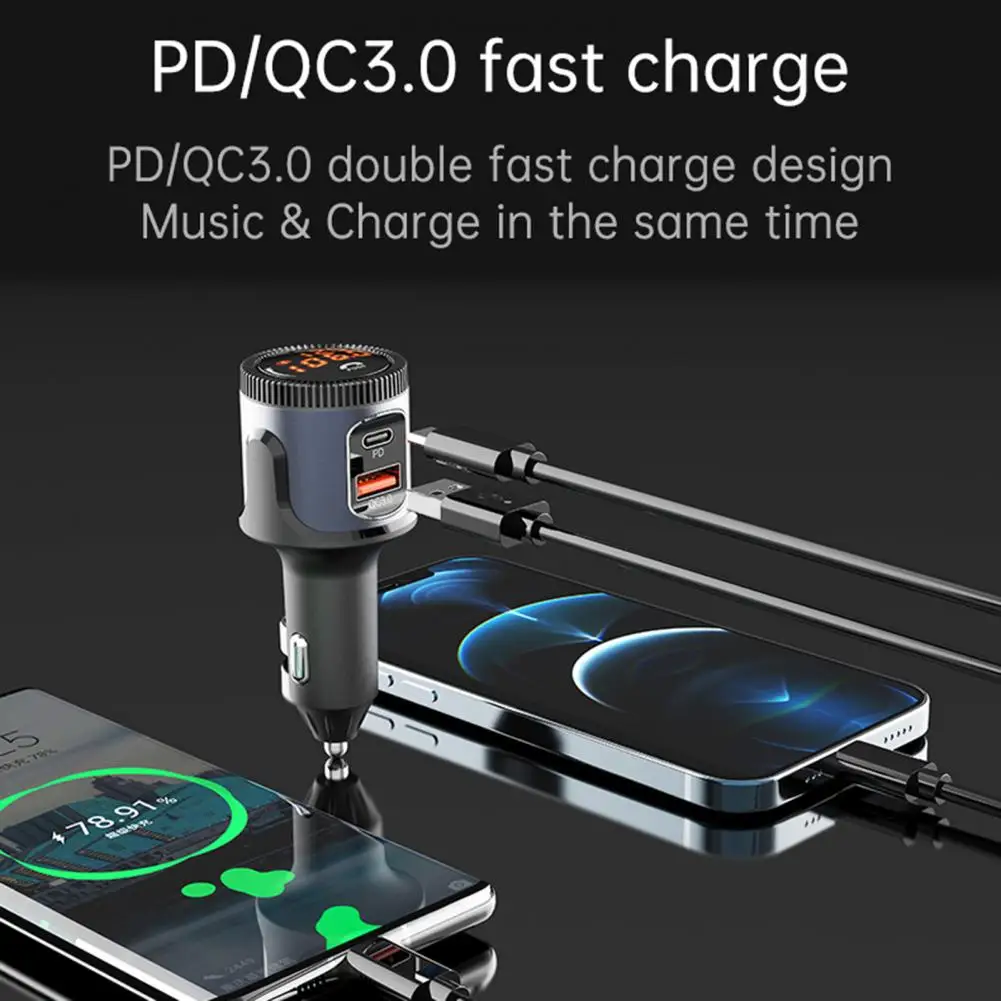 Bluetooth 5.0 Chargeur USB 18W allume-cigare et transmetteur FM Quick Charge  - Noir - Acheter sur PhoneLook