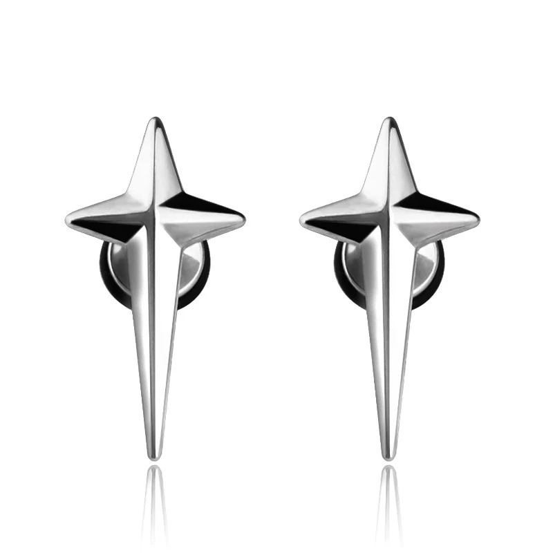 1 Pair 2 PC Punk Titanium Stainless Steel Knights Templar Cross Stud Earrings for Men Rock Jewelry Wholesale Prices | Украшения и