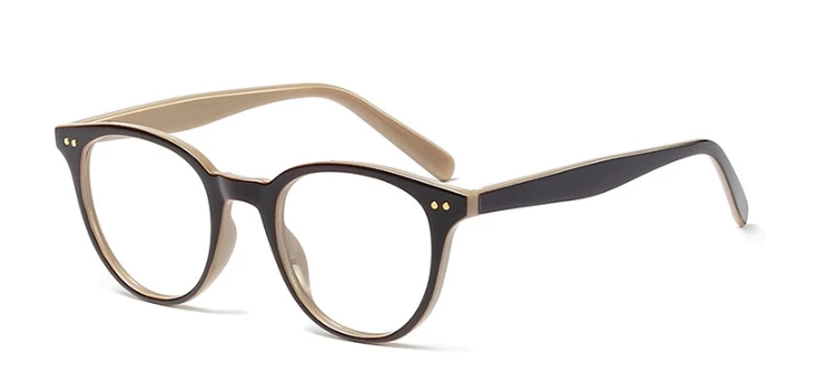 45965 кошачий глаз круглые очки с заклепками оправа для мужчин и женщин Оптические модные компьютерные очки - Цвет оправы: C6 coffee