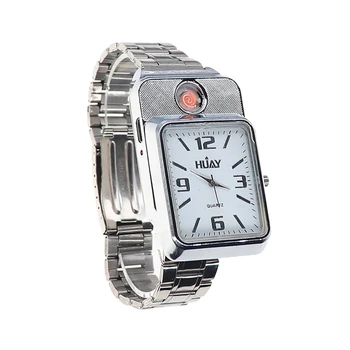 

Lighter Watches men Fashion sports Quartz Watch Flameless Cigarette Lighter USB Charging Casual Wristwatches Clock F777-1