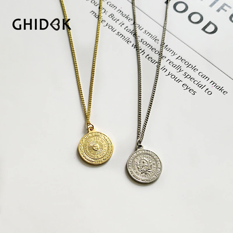 GHIDBK Аргентина Бохо золото солнце ожерелье с кулонами в виде монет женщин двухсторонний Небесный медальон Чокеры Нежный Дизайн воротники