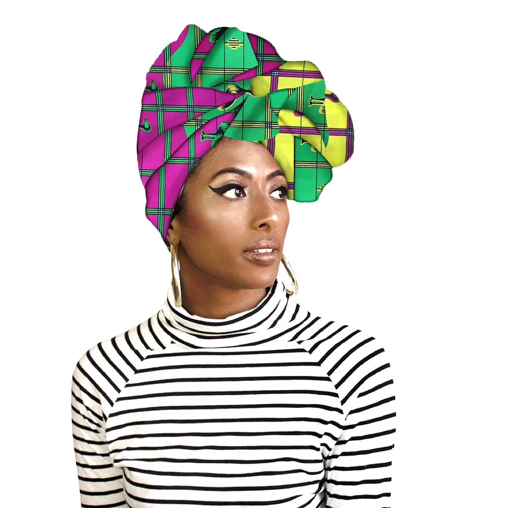 

african Headwrap for Women's hair accessories Scarf Wrapped Head Turban Ladies Hair Accessories Scarf Hat Headwrap Long Tail Cap