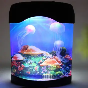 

Mini Aquarium Jellyfish Lamp Night Home Decor USB Connection Changing Artificial Electric LED Tank Color Fish Lighting Bedr N7K6