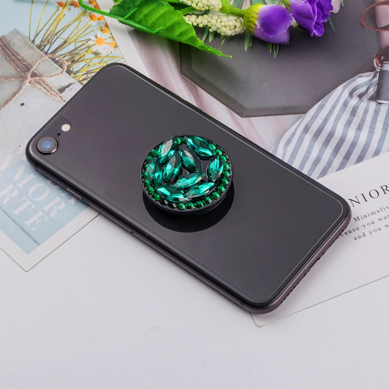 Pocketsocket Bling Держатель с бриллиантами подставка для IPhone X 7 samsung huawei карманная розетка держатель для сотового телефона - Цвет: Зеленый