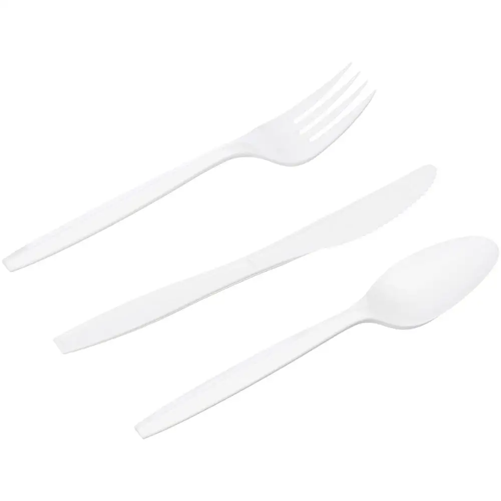 

25 pcs Compostable Forks Spoons Knives Cutlery Combo Set Large Disposable Eco Friendly Durable Utensils for party