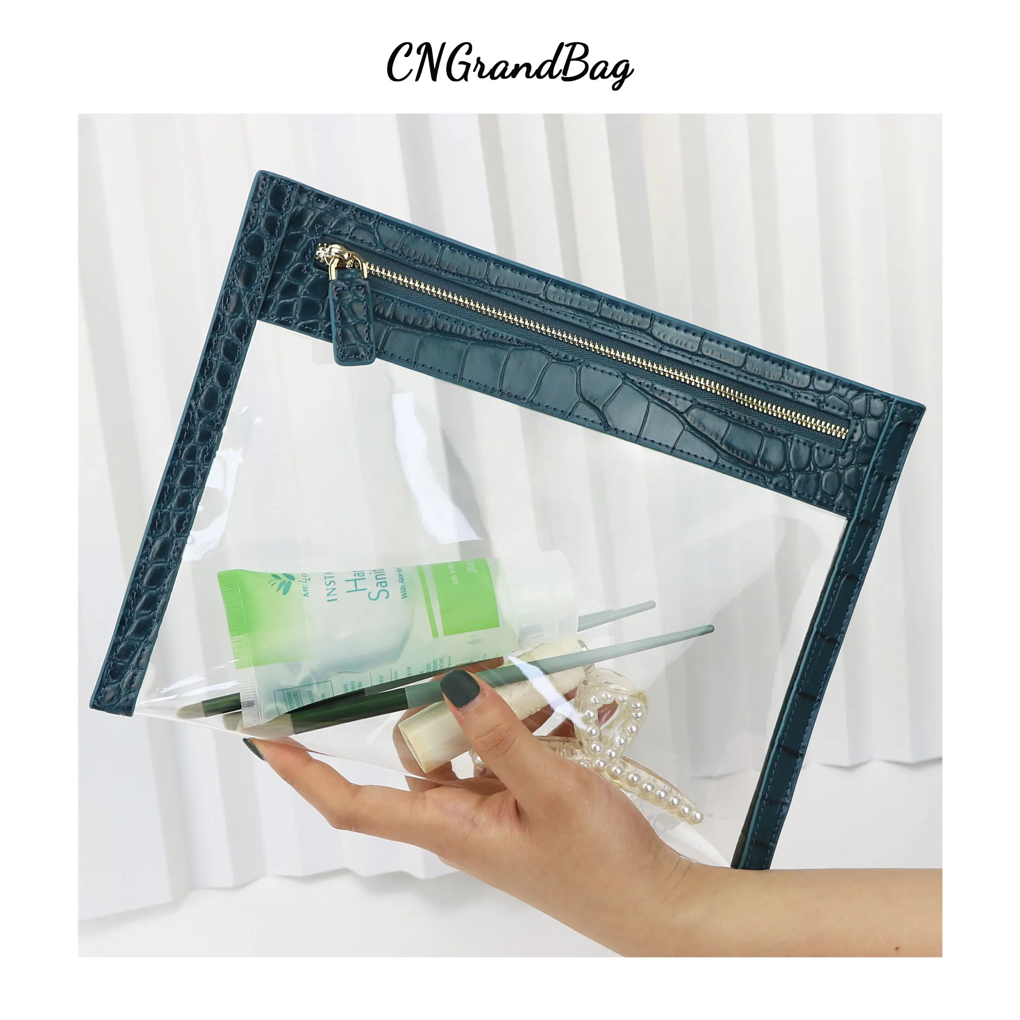Cusstomized Letters Colorful Saffiano Leather Clear PVC Cosmetic Bag Ladies TPU Travel Organizer Wash Bag cosmetic bag cosmetic storage bag toiletry bag makeup bag cosmetic case