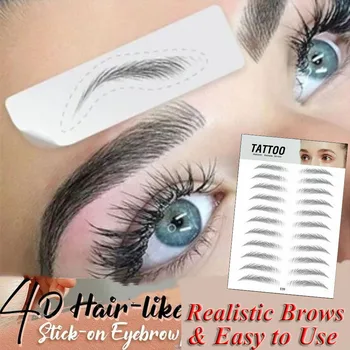 

1 Sheet 8 Styles 4D Hair-like Eyebrow Tattoo Sticker False Eyebrows Waterproof Lasting Stick-on Eyebrow Sticker Eyebrow Makeup
