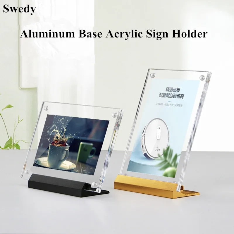 

100x70mm / 120x80mm Aluminum Acrylic Sign Holder Display Stand Price Label Paper Card Tag Menu Price Listing Photo Picture Frame