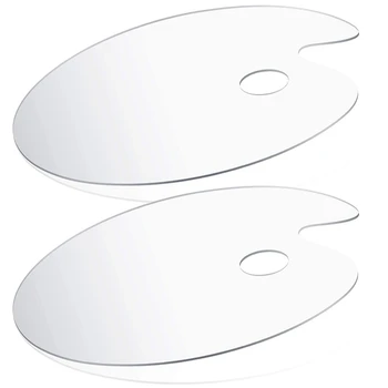 

2Pcs Clear Acrylic Paint Palette 15.7 x 11.8 Inch Oval Non-Stick Oil Paint Palette for DIY Art Craft Painting