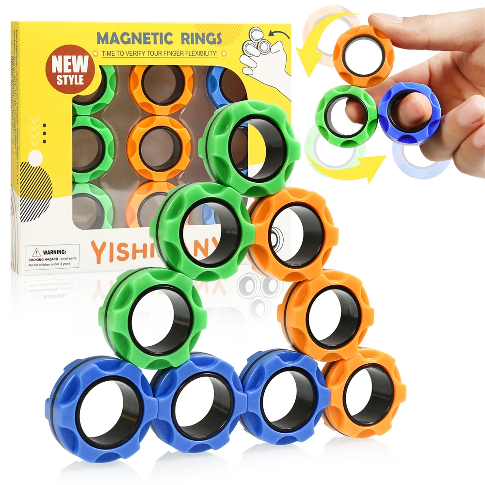 Random 3Pcs Fidget Magnetic Rings Toy Anti-Stress Magic Ring Children  Magnetic Ring Finger Spinner Ring Anxiety Relief Toys - AliExpress