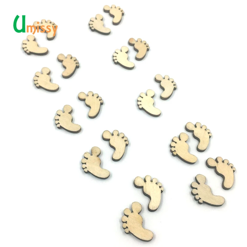 

50pcs Button Footstep Scrapbook DIY Decor Craft Wood Button for Yarn Sewing Accessories 20mm