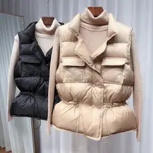 

2021 New Ultra Light Down Vest Women Short Vest Windproof Lightweight Warm Waistcoat Female White Duck Down Down Coat Sleeveless