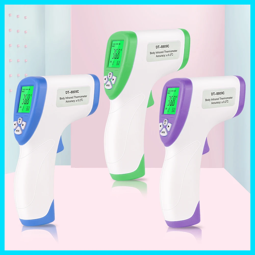 Online RZ Infrared Forehead Digital Thermometer Portable Termometro Gun Baby Temperature Measurement Device DT 8809C