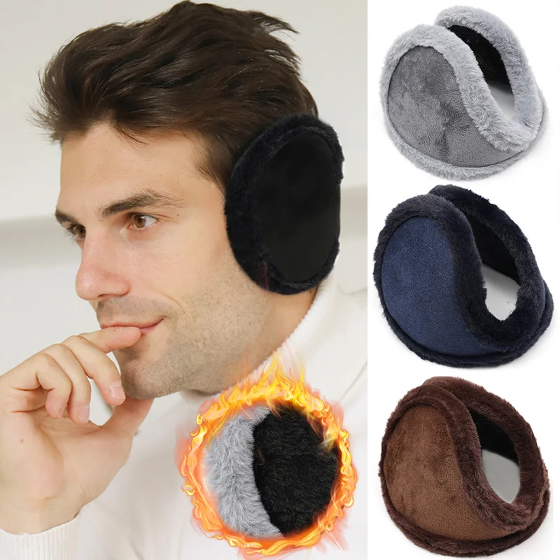 Unisex Solid Color Soft Thicken EarMuffs Winter Warm Plus Velvet