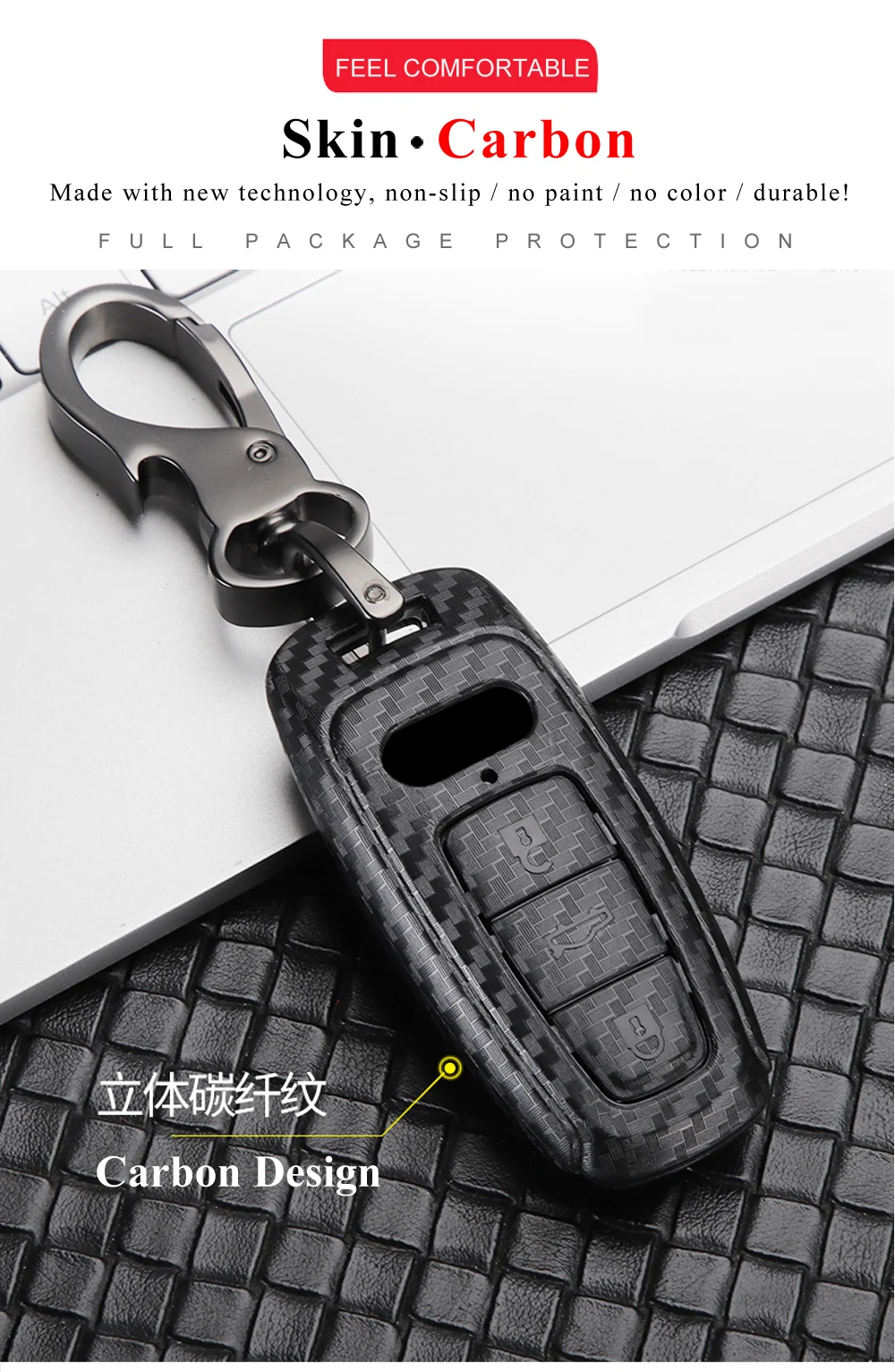 Keyforkess Car styling per Audi A6 RS4 S5 A3 Q3 Q5 S3 A4 Q7 A5 TT 2018 Car Key Bag Cover ABS decorazione custodia protettiva - H6032885bcab941bba1739deb27a2a047P