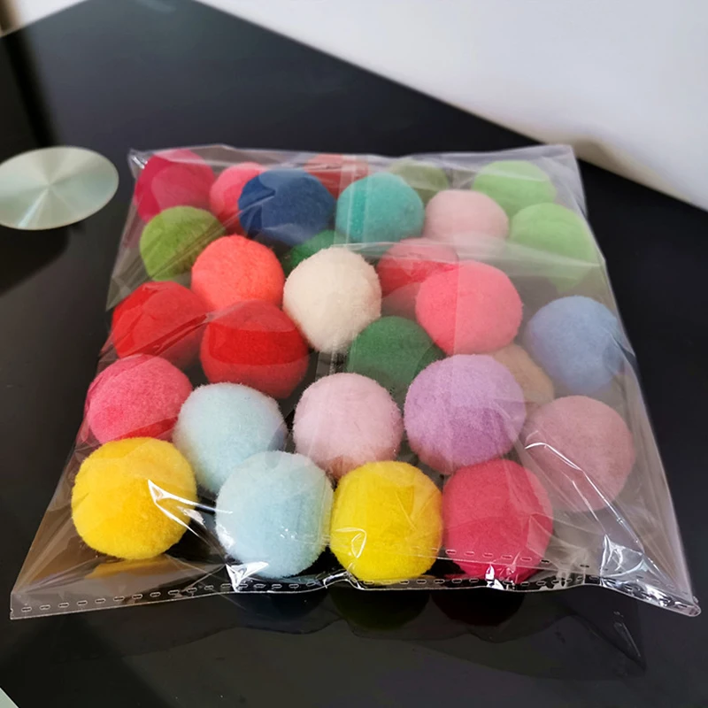 30/20/10pcs Candy Color Cat Dog Toy Plush Balls Kitten Toys Interactive Play Ball Kitten Soft Funny Assorted Pet Play Toys
