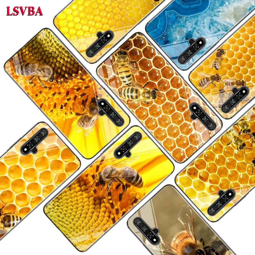 

Black Cover Golden Honeycomb Honey for Huawei Honor 10i 9X 8X 20 10 9 Lite 8 8A 7A 7C Pro Lite Super Bright Glossy Phone Case