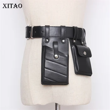 

XITAO Women Cummerbunds Fashion New 2019 Winter Elegant PU Small Fresh Synthetic Leather Patchwork Casual Cummerbunds GCC3027