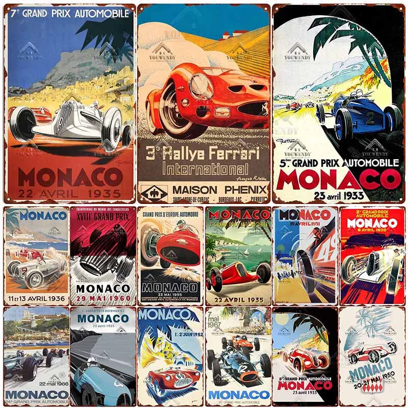 

Monaco Grand Prix Metal Signs, Retro Plaque, Vintage Car Races, Tin Sign for Garage, Workshop, Club, Man Cave, Wall Decor