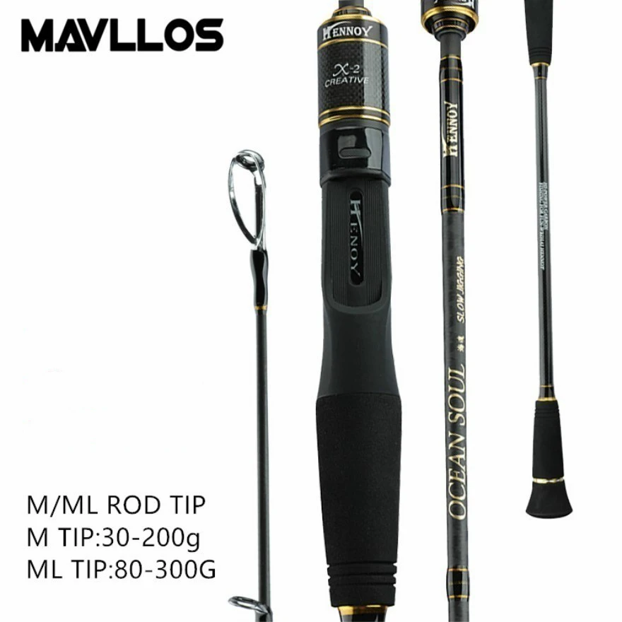 Vara de Pesca Fibra de Carbono Mavllos Lento Jigging 1.83m 2 Seções Atrair Peso 30-300g Ultraleve Pesca Fundição Fiação Haste m – ml