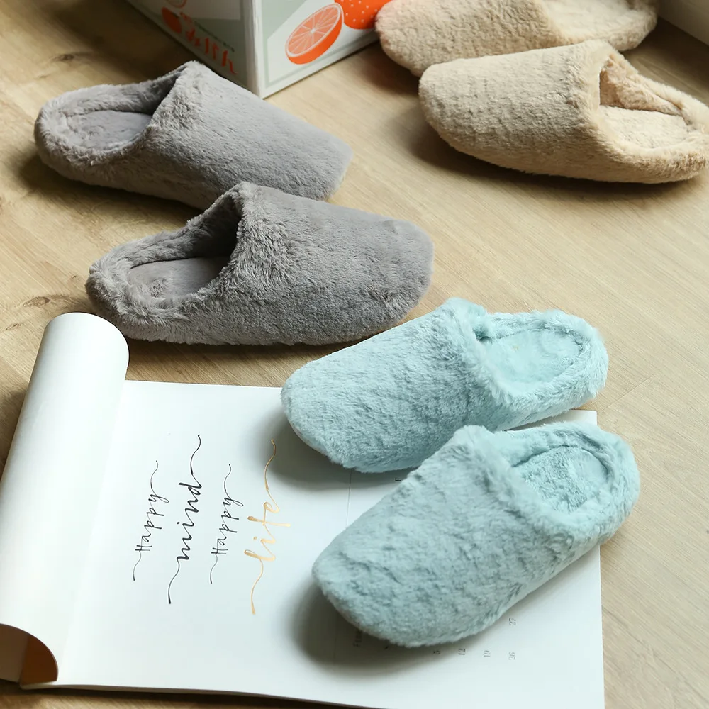 

Winter Lovers Indoor Cotton Slippers Coral Fleece Baotou Anti-Slip Home Cotton Shoes 2019 New Cotton Slippers