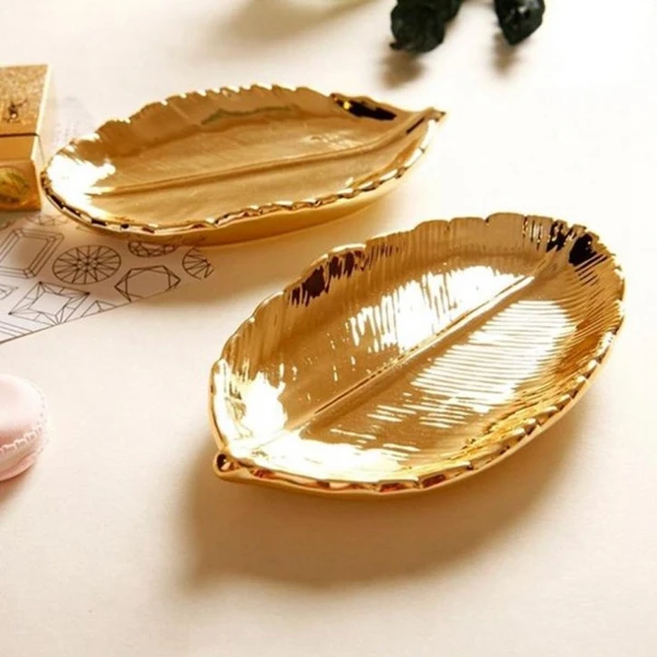 Fine trendy Jewelry plate storage tray ceramic key electroplating gold creative decorative ornaments | Украшения и аксессуары