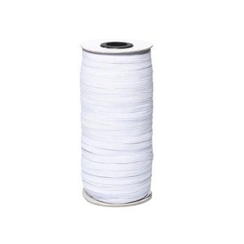 

120-Yards Length 3MM(1/8inch) Width Braided Elastic Cord Elastic Band/Elastic Rope/White Heavy Stretch Knit Elastic Spool