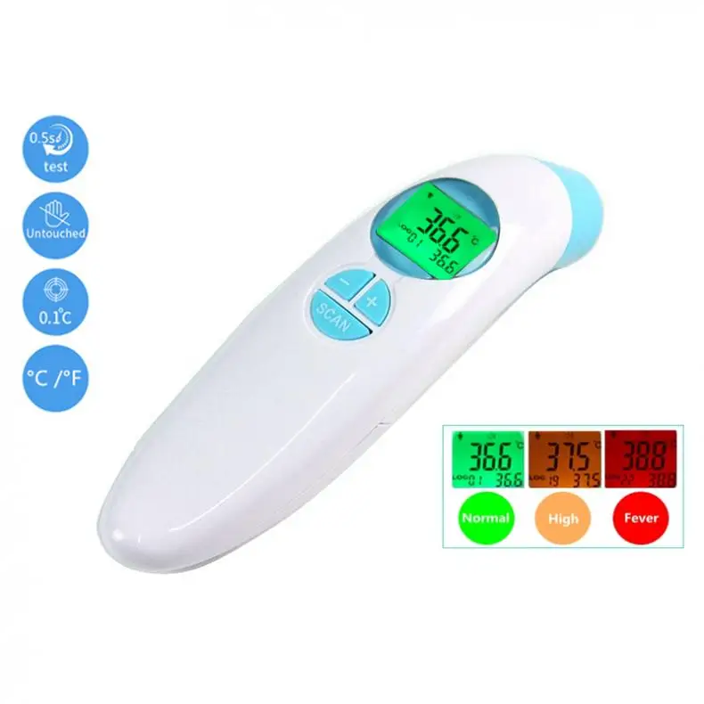 

Non-contact Body Forehead Infrared Thermometer Digital Thermograph 3 Colors Backlight Fever High Temperature Reminder