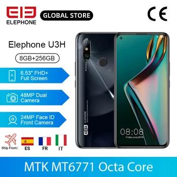 Перейти на Алиэкспресс и купить ELEPHONE U3H 8 Гб 256 Гб Смартфон Helio P70 6,53 дюймов FHD + 48MP двойная задняя камера s 24MP фронтальная камера Беспроводная зарядка NFC