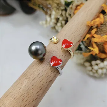 

Trendy style 925 Silver Pearl Ring Finger Ring Adjustable Resizable Ring Findings and Component Jewelry Part Fitting Accessorie