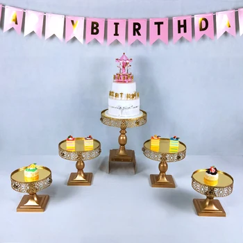 

TobsLace Cake Stand Cake Decorating Supplies Cupcake Tower Stand Wedding Plates Set Metal Round Party Dessert Display Decor Tray
