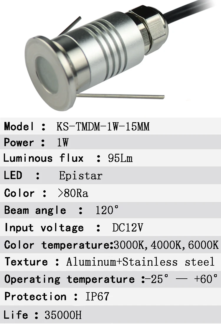 1W Mini LED Underground Light IP67 Waterproof Inground Lamp 12V Outdoor Ground Spot Landscape Garden Buried Lighting with Driver
