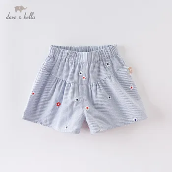 

DB13613 dave bella summer baby girls fashion striped floral shorts children knee length kids pants infant toddler trousers