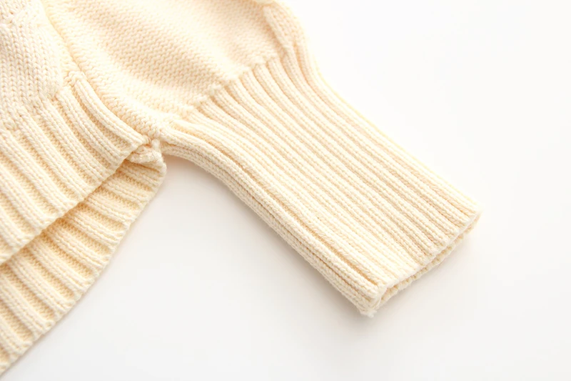 Вязаные свитера для маленьких девочек, детский хлопковый свитер-накидка, вязаный пуловер с воротником под горло, Рождественская Одежда для девочек