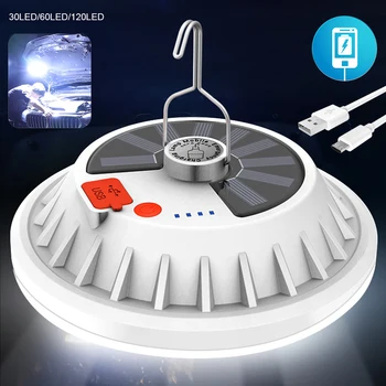 

Solar/USB Charge LED UFO Bulb Remote Control Waterproof IP65 Lantern Rechargeable Lamp Night For Outdoor Camping Home 30/60/120W