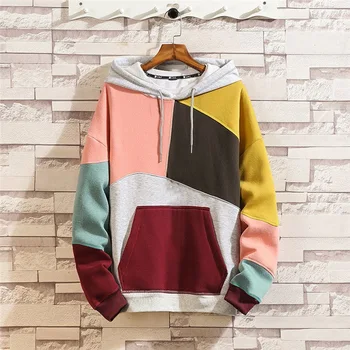 

Abstract Painting Hoodie Fashion Men's Casual Solid O-neck Hooded Patchwork Sweatshirt Bachelor Party Men Steertwear Sudadera