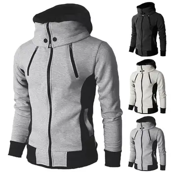 

Winter Jackets Men Plus Size Coats Jackets Men Fake 2 Pieces Color Block Hooded Coat Jackets Long Sleeve Zip mens Jacket Coat