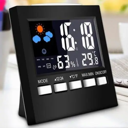 Светодиодный Будильник с цифровой проекцией, термометр с термометром, отображение времени и даты, проектор, календарь, USB зарядное устройство, светодиодный настольный часы - Цвет: Черный