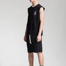 Высокая Улица Лето Европа и Америка INS Bieber с ретро рок без рукавов Футболка негабаритных Свободные печатных мужской жилет