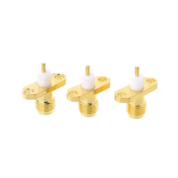 

10pcs SMA Female 2-hole Flange PTFE Solder Panel Mount Adapter RF Connectors Straight L4MF