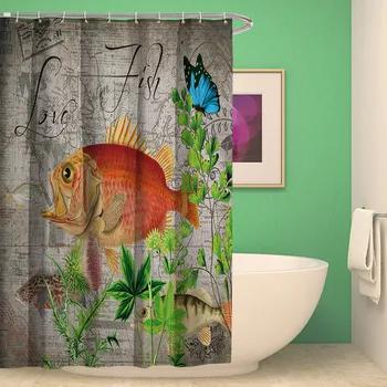 

Tropical Fish Shower Curtain Undersea Turtle Waterproof Bath Curtains for Bathroom Bathtub Bathing Cover Large Wide Hooks