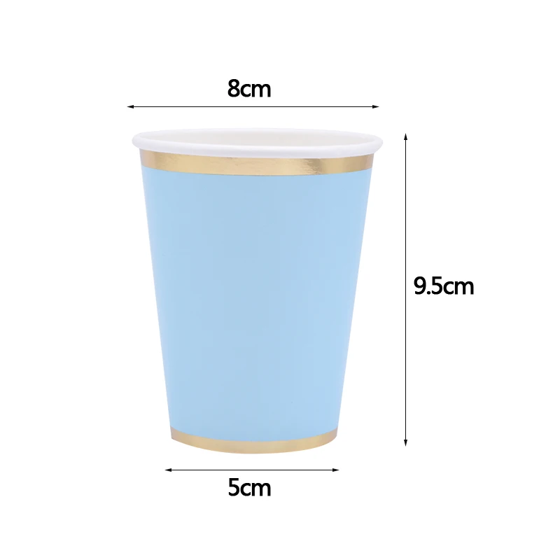 24pcs/set Green Pink Blue Paper Plates Cups Disposable Tableware Set for Wedding Birthday Party Baby Shower Supplies Gold Decor