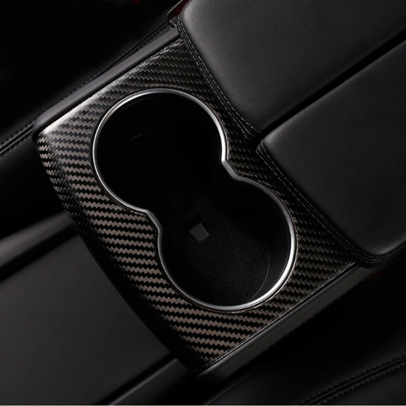 

For models tesla modelS X 16-18 true carbon fiber water cup holder decorative sequins and Rear exhaust air sticker modified