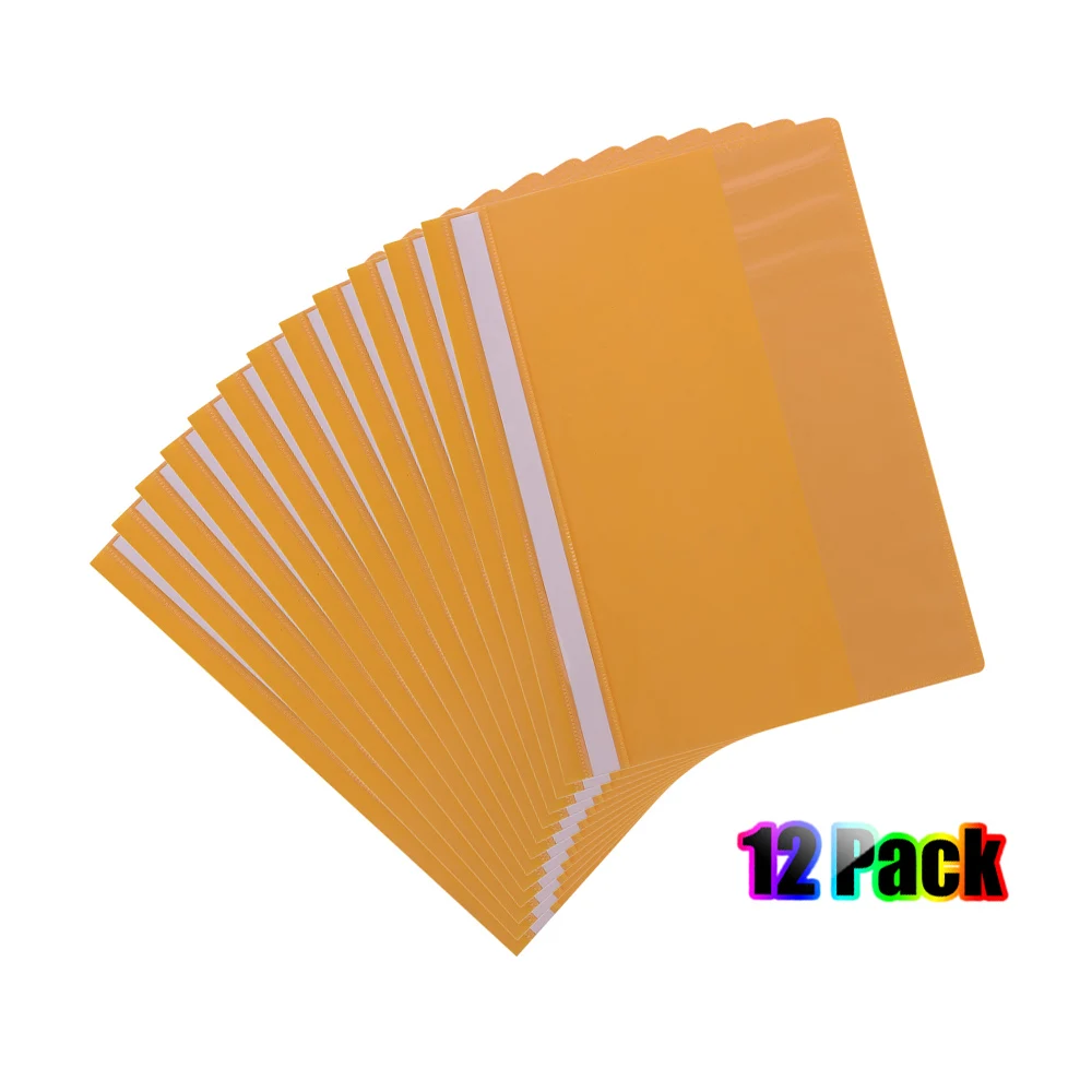 12 шт., прозрачные передние обложки для документов, защита для файлов, размер письма с крепежом, для школьного офиса, для бумаги формата А4 - Цвет: Yellow