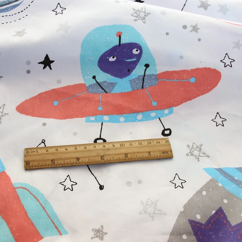 Spacecraft Printed Cotton Fabric For Making Dresses Cushions Blanket Sewing Baby Child Bed Sheet Textile