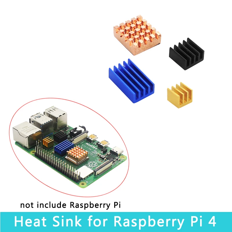 Raspberry Pi 4 Model B Heat Sink 4 piece Metal Aluminum Copper Heatsink