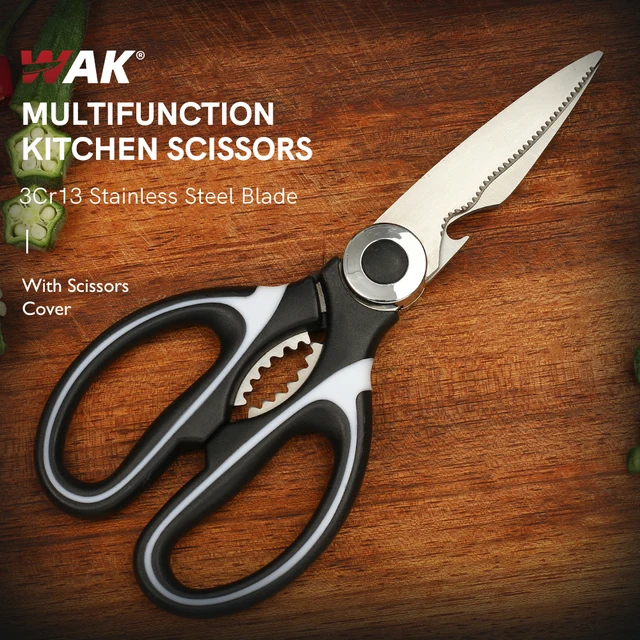 WAK Multifunctional Kitchen Scissors Plastic Handle Stainless Steel Scissors Kitchen Meat Cutting Scissors Chicken Bone Scissors 1